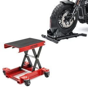 Aide à la manœuvre de la nacelle élévatrice Mini-Lift HR1 rouge + basculeur de roue Easy Plus Vario réglable