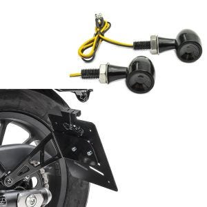 Seitlicher Kennzeichenhalter + LED Blinker BL18 mit E-Prufzeichen vorne-hinten getont