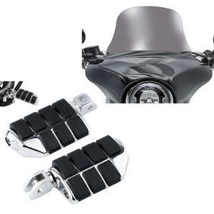 Set: Repose-pieds chauffeur compatible avec Harley Davidson Softail Sport Glide 18-24 Craftride ST12 chrome + Pare-brise compatible avec Harley Davidson Sport Glide 18-24 Craftride L saute vent fumé clair