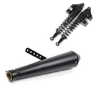 Auspuff Cone Endschalldämpfer Caferacer + Stossdämpfer 440mm passend für BMW R 45 / 65 RS2