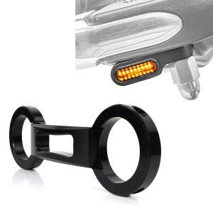 Set: LED Lenkerblinker passend für Chopper / Custombike Lumitecs Blinker XS getönt CB18204 + Gabelstabilisator passend für Harley Davidson Dyna Street Bob 06-17 Craftride FS2