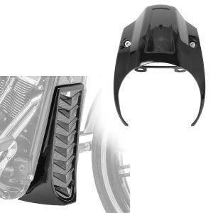 Set: Bugspoiler passend für Harley Davidson Softail Street Bob 18-24 Kühlerverkleidung Craftride CV4 + Lampenmaske passend für Harley Davidson Softail Street Bob 18-24 Scheinwerfer Verkleidung Craftride RM5 Windschild schwarz
