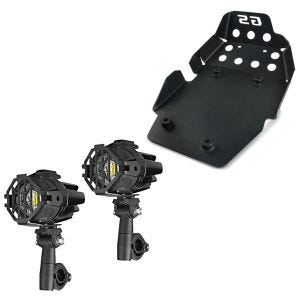 Kit phares additionnels LED + Sabot moteur pour spoiler avant aluminium compatible avec BMW F 650 GS 08-12