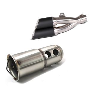 Auspuff Twin Endschalldämpfer Slip-On mit DB-Killer + DB-Killer passend für Auspuffe mit 51mm Krümmeranschluss