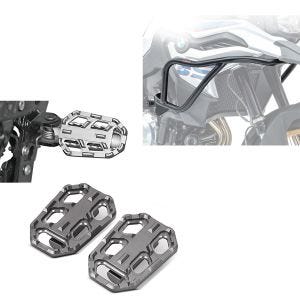 Repose pieds gris + Pare carter de carénage compatible avec BMW F 750 GS / BMW F 850 GS 18-23 barre de protection de réservoir au dessus