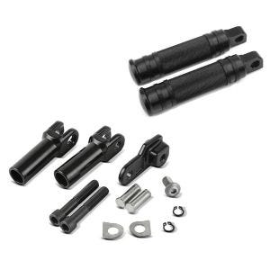 Set: Motorrad Fußrasten Craftride FP28 Fahrer und Sozius passend für Harley Davidson schwarz + Sozius Fussrasten-Halter passend für Harley Davidson Softail Slim 12-17 Craftride schwarz