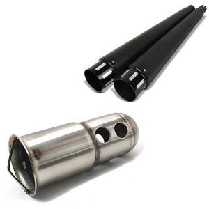 Set: DB-Killer für Zaddox Auspuffe mit 51mm Krümmeranschluss + Auspuff Schalldämpfer TP1 passend für Harley Davidson Electra Glide Classic 95-12 schwarz Craftride