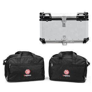 Alu Topcase passend für Honda Africa Twin CRF 1000 L silber + Set Koffer Innentaschen