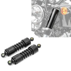 Set: Stoßdämpfer 11 Zoll passend für Harley Davidson Sportster Forty-Eight 48 Federbeine von Craftride schwarz + Gabelcover passend für Harley Davidson Sportster Forty-Eight 48 10-15 Gabel Abdeckung Craftride GC2