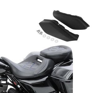 Set: Sitzbank passend für Harley Davidson CVO Street Glide 11-22 Craftride RH3 schwarz-blau + Wärme Windabweiser passend für Harley Davidson Street Glide 09-22 Windschutz Craftride WA3 schwarz matt