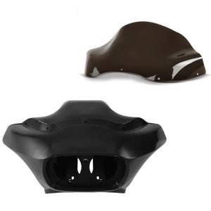 Set: Windschild passend für Harley Davidson Road Glide / Custom 98-13 Wave 13" dunkel getönt Craftride + Frontverkleidung Innen-Aussen passend für Harley Davidson Road Glide/ Custom 98-13 Craftride matt schwarz