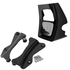 Set: 4-Punkt-Montagekit passend für Harley Davidson Street Glide 14-22 schwarz Craftride + Bugspoiler passend für Harley Davidson Road King Special 17-24 Ölkühlerabdeckung Craftride OV2 schwarz