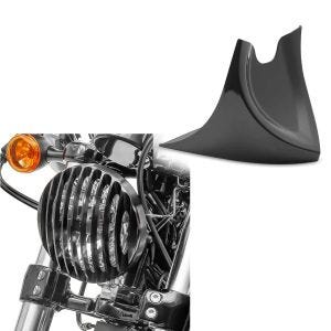Set: Scheinwerfer Grill passend für Harley Davidson Sportster 883 Iron 09-20 schwarz von Craftride + Bugspoiler passend für Harley Davidson Sportster 883 Iron 09-20 Motor Spoiler Craftride CP6 schwarz