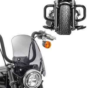 Saute vent compatible avec Honda Rebel 500 CMX 17-24 FB2 gris fumé + barre de protection