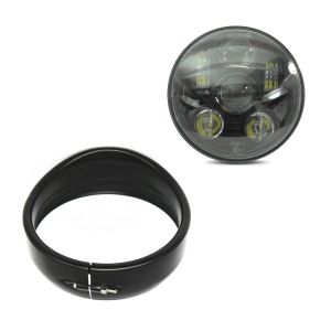 Hauptscheinwerfer mit Scheinwerfer Ring 5,75" passend für Harley Davidson Craftride schwarz