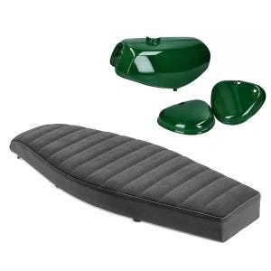 Sitzbank flach VS1 Craftride passend für Simson S51 / S50 / S70 + Tank / Benzintank mit Seitendeckel dunkel grün
