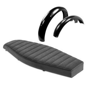 Banquette plate VS1 Craftride compatible avec Simson S51 / S50 / S70 + garde boue avant + garde boue arrière noir