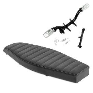 Banquette plate VS1 Craftride compatible avec Simson S51 / S50 / S70 + support repose-pieds + repose-pieds rabattables et béquille latérale