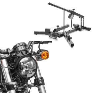 Set: Motorrad Reifenmontiergerät ConStands für Motorradreifen 12-21" Reifenwechsler MD4 + LED Scheinwerfer 5,75 Zoll passend für Harley Davidson Hauptscheinwerfer schwarz Craftride