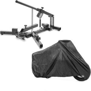 Set: Démonte pneu moto / changeur de pneus 12-21" MD4 ConStands avec Housse Moto XXL Bache Moto imperméable en noir