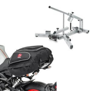 Set: Démonte pneu moto / changeur de pneus 12-21" MD4Z ConStands avec Moto Sacoche de selle X50 arrière 50Ltr en noir