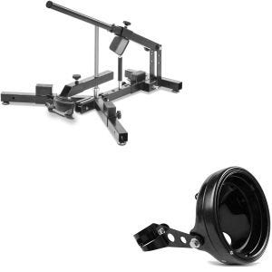 Set: Démonte pneu moto 12-21" MD4 ConStands avec Boîtier de phare LED moto 7" Univ. + supports de fourche 35-43mm noir