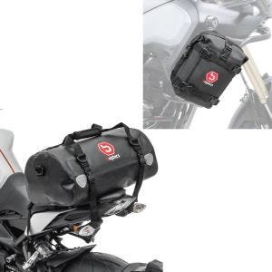 Set: Sacoche de selle Moto arrière XF30 Dry Bag Etanche Volume 30l Bagtecs avec Sacoche pare carter K3 imp. 6Ltr noir