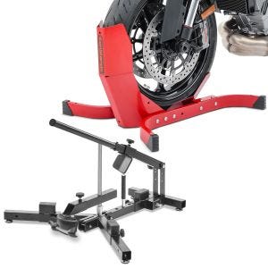 Set: Reifenmontiergerät für Motorradreifen 12-21" MD4 ConStands mit Motorradwippe Easy-Plus bis 21 Zoll rot