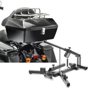 Set: Topcase avec Grille à bagages Missouri 43Ltr pour Chopper noir Craftride avec Démonte pneu moto 12-21" MD4
