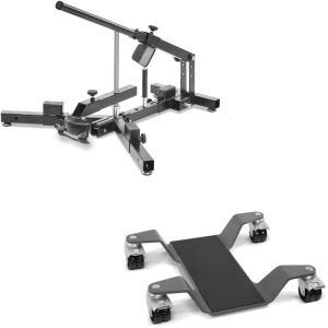 Set: Démonte pneu moto 12-21" MD4 ConStands avec Chariot Range pour béquille centrale Mover II, max. 400 kg, gris