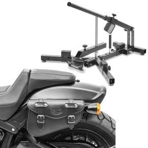 Set: Démonte pneu moto / changeur de pneus 12-21" MD4 ConStands avec Moto Sacoche gauche Arizona 3Ltr pour Chopper noir