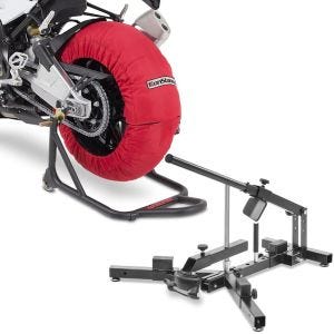 Set: Moto Couvertures Chauffantes Laguna Seca 60-80°C 17 pouces in rouge ConStands avec Démonte pneu moto 12-21" MD4