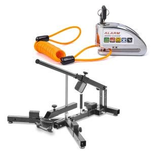 Set: Démonte pneu moto 12-21" MD4 ConStands avec Antivol bloque disque Alarme moto avec câble de rappel 110dB en chrome
