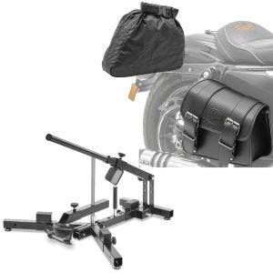Set: Démonte pneu moto 12-21" MD4 ConStands avec Moto Sacoche droite Montana 8Ltr Valise pour Chopper noir