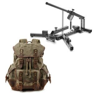 Set: Démonte pneu moto 12-21" MD4 ConStands avec Sac à dos moto Canvas RG8 Sacoche moto Vintage 20Ltr Retro vert