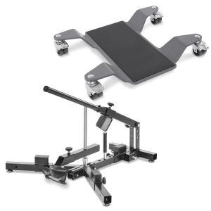 Set: Démonte pneu moto 12-21" MD4 ConStands avec Chariot Range pour béquille centrale Mover II, max. 320 kg, gris