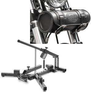 Set: Démonte pneu moto 12-21" MD4 ConStands avec Moto Sacoche Fourche outils Elgin 2,4Ltr pour Retro Bikes noir