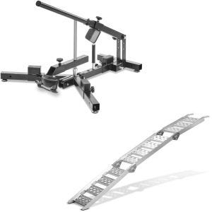 Set: Démonte pneu moto 12-21" MD4 ConStands avec rampe de chargement III en Alu max. 270 kg triple pliable pour moto