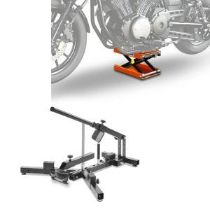 Set: Démonte pneu moto 12-21" MD4 ConStands avec Moto Pont elevateur ciseaux Mid-lift M noir 500kg en orange