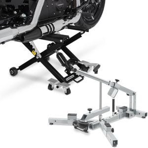 Set: Elevateur ciseaux Mid-lift XL Cric hydraulique 500kg noir ConStands avec Démonte pneu moto 12-21" MD4Z