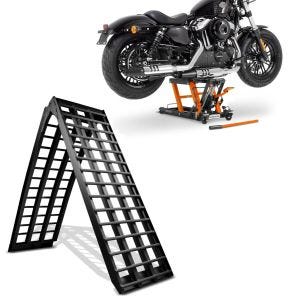 Set: Alu Auffahrrampe V sw, bis 680 kg, klap, passend für Motorrad ConStands mit Hebebühne Mid-lift L bis 680kg orange