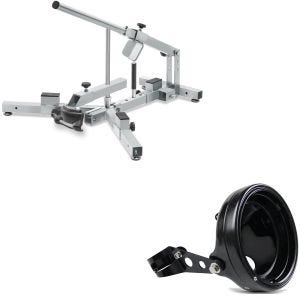 Set: Démonte pneu moto 12-21" MD4Z ConStands avec Boîtier de phare LED moto 7" Univ. + supports de fourche 35-43mm noir