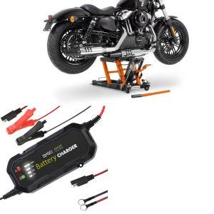 Set: elevateur ciseaux Mid-lift L 680kg or ConStands avec Chargeur de batterie de moto BC2 12V / 1.500mA