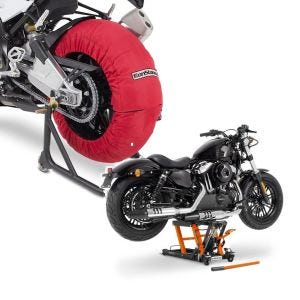 Set: Moto Couvertures Chauffantes Laguna Seca 60-80°C 17" rouge ConStands avec Pont elevateur Mid-lift L 680kg orange