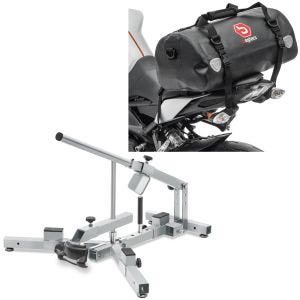 Set: Démonte pneu moto 12-21" MD4Z ConStands avec Sacoche de selle Moto arrière XF30 Dry Bag Etanche Volume 30l