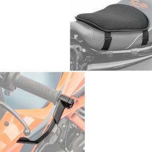 Set: Protections de levier frein et embrayage Alu X1 Noir Zaddox avec Gel coussin de selle M univ. Coussin confort noir