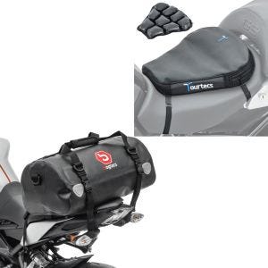 Set: Sacoche de selle Moto arrière XF30 Dry Bag Etanche Volume 30l Bagtecs avec Moto Coussin d'air Air Deluxe M noir