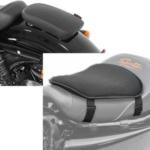 Set: Selle Pouf passager à Ventouses pour Motos Custom Glider X noir Craftride avec Gel coussin de selle M univ. noir