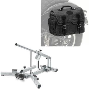 Set: Démonte pneu moto 12-21" MD4Z ConStands avec Sacoche Cavalière Laterale moto Canvas avec sac interieur CV1 noir