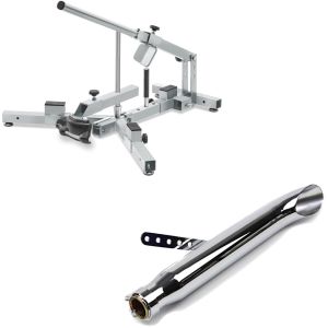 Set: Démonte pneu moto / changeur de pneus 12-21" MD4Z ConStands avec Pot d'échappement univ. Caferacer Turn Out chrome